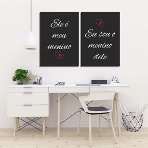 Kit Placas Ele é Meu Menino Eu Sou o Menino Dele Preto e Branco Kit Placas Ele é Meu Menino Eu Sou o Menino Dele Preto e Branco