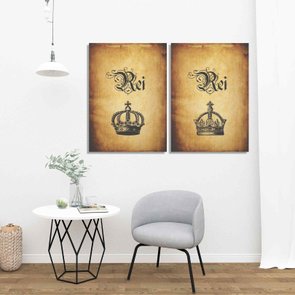 Kit 2 Placas Frase: Rei e Rei Vintage Kit 2 Placas Frase: Rei e Rei Vintage