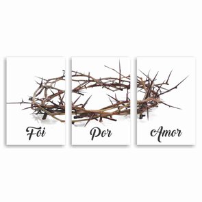 Kit 3 Placas Foi Por Amor Coroa de Espinhos de Jesus Kit 3 Placas Foi Por Amor Coroa de Espinhos de Jesus