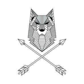 Placa Decorativa Desenho de Lobo e Flechas Placa Decorativa Desenho de Lobo e Flechas