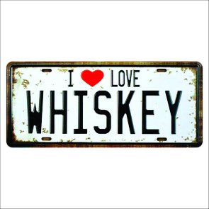 Placa Decorativa Vintage de Carro em Mdf - I love Whiskey Placa Decorativa Vintage de Carro em Mdf - I love Whiskey