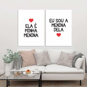 Kit Placas Ela é Minha Menina Eu Sou a Menina Dela Branco, Vermelho Kit Placas Ela é Minha Menina Eu Sou a Menina Dela Branco, Vermelho