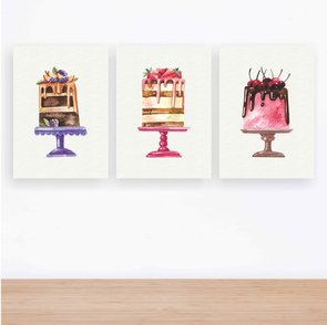 Kit Trio de Placas Bolos Coloridos e Gostosos Watercolor Kit Trio de Placas Bolos Coloridos e Gostosos Watercolor