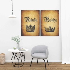 Kit 2 Placas Frase: Rainha e Rainha Vintage Kit 2 Placas Frase: Rainha e Rainha Vintage
