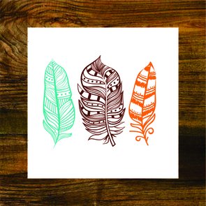 Placa Decorativa Penas Abstratas e Coloridas Placa Decorativa Penas Abstratas e Coloridas