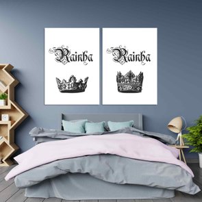 Kit 2 Placas Frase: Rainha e Rainha Preto e Branco Kit 2 Placas Frase: Rainha e Rainha Preto e Branco