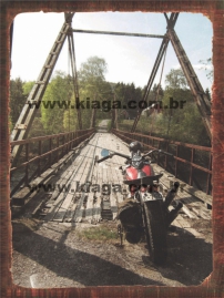 Placa Decorativa Vintage Moto e Ponte Placa Decorativa Vintage Moto e Ponte