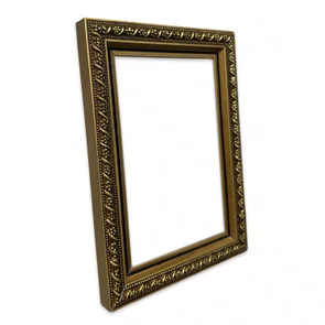 Armação De Moldura Com Gravação Floral Em Relevo Com Filete Perolado e Acabamento Dourado Metalizado - 2,1x1,8 Armação De Moldura Com Gravação Floral Em Relevo Com Filete Perolado e Acabamento Dourado Metalizado - 2,1x1,8