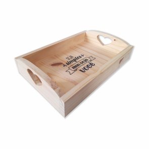 Bandeja de Café da Manhã Decorativa com Alça de Coração e Frase Seja Simples, Mas Seja Você Bandeja de Café da Manhã Decorativa com Alça de Coração e Frase Seja Simples, Mas Seja Você