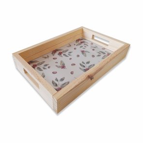 Bandeja de Café da Manhã Decorativa com Alça Reta e Estampa de Grãos de Café