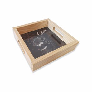 Bandeja de Café da Manhã Decorativa com Alça Reta e Estampa de Mulher Tomando Café Bandeja de Café da Manhã Decorativa com Alça Reta e Estampa de Mulher Tomando Café