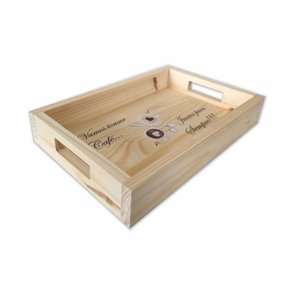 Bandeja de Café da Manhã Decorativa com Alça Reta e Frase Vamos Tomar Café Juntos Para Sempre! Bandeja de Café da Manhã Decorativa com Alça Reta e Frase Vamos Tomar Café Juntos Para Sempre!