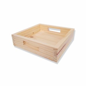 Bandeja Decorativa Quadrada Café da Manhã em Madeira de Pinus com Alça Reta - Farmhouse Bandeja Decorativa Quadrada Café da Manhã em Madeira de Pinus com Alça Reta - Farmhouse