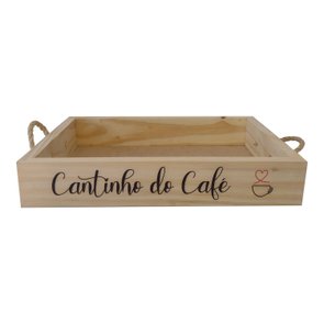 Bandeja Decorativa com Alça Sisal e Frase - Cantinho do Café Bandeja Decorativa com Alça Sisal e Frase - Cantinho do Café