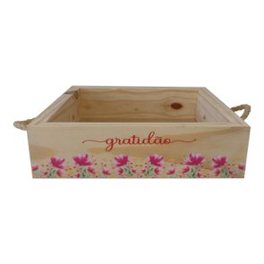 Bandeja Decorativa com Alça Sisal e Frase - Gratidão Bandeja Decorativa com Alça Sisal e Frase - Gratidão