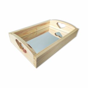 Bandeja Espelhada Decorativa de Café da Manhã com Alça de Coração Bandeja Espelhada Decorativa de Café da Manhã com Alça de Coração