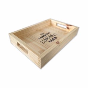 Bandeja Decorativa de Café da Manhã com Alça Reta e Frase Seja Simples, Mas Seja Você