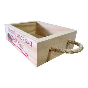 Bandeja Decorativa Personalizada com Gravação a Laser ou Impressão UV em Madeira de Pinus e Alça Sisal - 23x17,5x7cm Bandeja Decorativa Personalizada com Gravação a Laser ou Impressão UV em Madeira de Pinus e Alça Sisal - 23x17,5x7cm