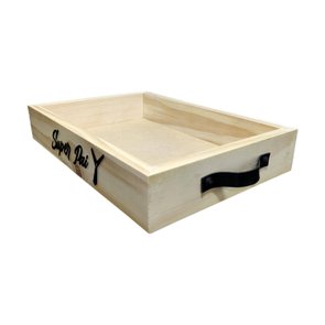 Bandeja Decorativa Super Pai em Madeira de Pinus e Alça Couro Sintético - 28x42x7cm Bandeja Decorativa Super Pai em Madeira de Pinus e Alça Couro Sintético - 28x42x7cm