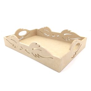 Bandeja Folhas em MDF Cru 25x35cm - cnc17 Bandeja Folhas em MDF Cru 25x35cm - cnc17