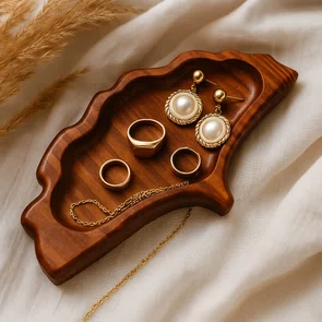 Bandeja Porta Objetos Pequena em Forma de Folha Ginkgo Biloba em Madeira Pinus – Multiuso para Jóias, Chaves, Óculos e Vasinhos Bandeja Porta Objetos Pequena em Forma de Folha Ginkgo Biloba em Madeira Pinus – Multiuso para Jóias, Chaves, Óculos e Vasinhos