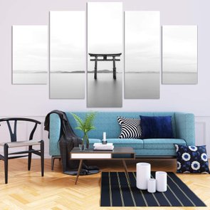 Composição de Placas Torii Japonês Preto e Branco Composição de Placas Torii Japonês Preto e Branco