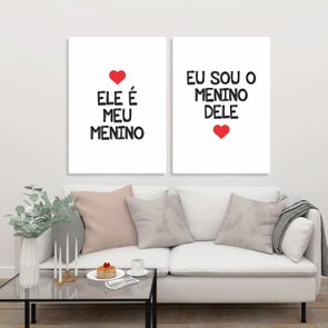 Kit Placas Ele é Meu Menino Eu Sou o Menino Dele Branco, Vermelho Kit Placas Ele é Meu Menino Eu Sou o Menino Dele Branco, Vermelho