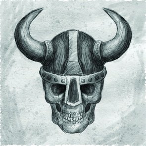 Placa Decorativa Gravura Crânio Nórdico Placa Decorativa Gravura Crânio Nórdico