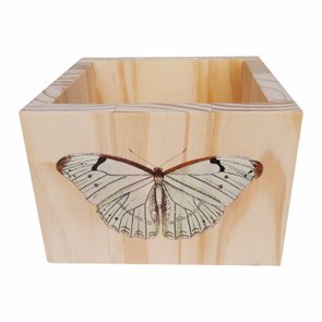 Cachepô Decorativo de Pinus com Estampa - Borboleta 15x15x10 Cachepô Decorativo de Pinus com Estampa - Borboleta 15x15x10