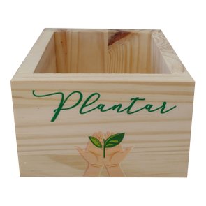 Cachepô Decorativo de Pinus com Estampa  - Plantar  15x15x10 Cachepô Decorativo de Pinus com Estampa  - Plantar  15x15x10