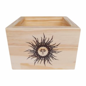Cachepô Decorativo de Pinus com Estampa - Sol 15x15x10 Cachepô Decorativo de Pinus com Estampa - Sol 15x15x10