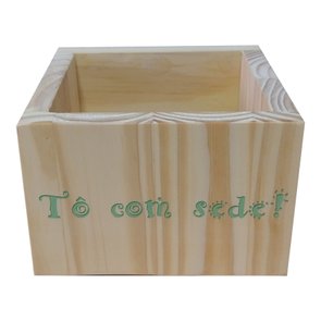 Cachepô Decorativo de Pinus com Estampa  - To com Sede! 15x15x10 Cachepô Decorativo de Pinus com Estampa  - To com Sede! 15x15x10