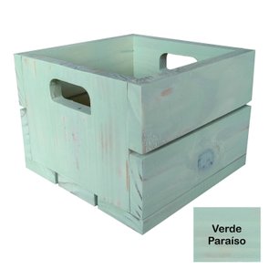 Caixote de Madeira Pinus Decorativo Multiuso Caixa de Feira Colorido Pátina - 22cm - Farmhouse Caixote de Madeira Pinus Decorativo Multiuso Caixa de Feira Colorido Pátina - 22cm - Farmhouse