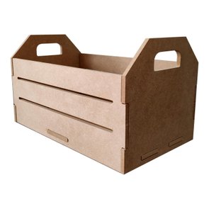 Caixote  de Feira Decorativo em Mdf Cru 6mm - 21,5cm Caixote  de Feira Decorativo em Mdf Cru 6mm - 21,5cm