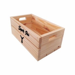 Caixote Decorativo Super Pai em Madeira Pinus - 40cm Caixote Decorativo Super Pai em Madeira Pinus - 40cm
