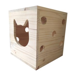 Casinha de Gato Médio e Pequeno em Madeira de Pinus - 35x35x36,8cm Casinha de Gato Médio e Pequeno em Madeira de Pinus - 35x35x36,8cm