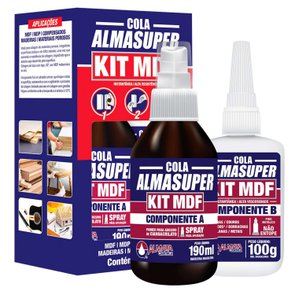 Cola Kit MDF Almasuper Cola Instantânea Gel Mais Primer Ativante