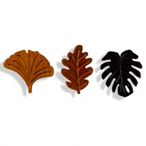 Conjunto 3 Ganchos Cabideiros Penduradores de Parede Folhagens Tropicais em Madeira Pinus