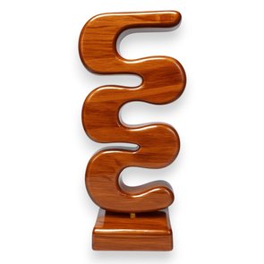 Escultura Decorativa De Estante Forma Orgânica Ondulada Em Madeira Pinus Com Suporte Escultura Decorativa De Estante Forma Orgânica Ondulada Em Madeira Pinus Com Suporte