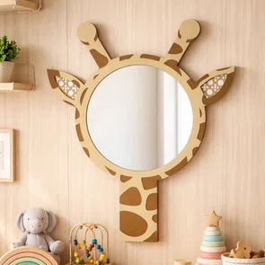 Espelho Decorativo Infantil Girafa Em MDF