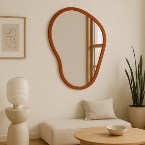 Espelho Orgânico Decorativo Lapidado com MDF Laqueado Para Banheiro Quarto Corredor - 43x56cm