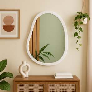 Espelho Orgânico Grande Decorativo Para Sala Quarto Moderno Com MDF Laqueado - 64x84cm Espelho Orgânico Grande Decorativo Para Sala Quarto Moderno Com MDF Laqueado - 64x84cm