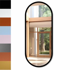 Espelho Decorativo Oval Lapidado com Fundo Mdf 12mm Laqueado - 44x104cm