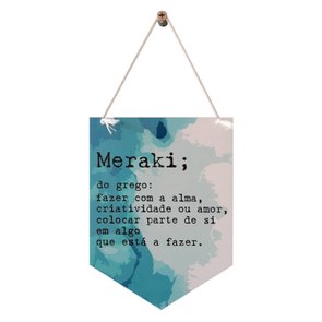 Flâmula Decorativa em Mdf 3mm com Estampa - Significado da Palavra Meraki Flâmula Decorativa em Mdf 3mm com Estampa - Significado da Palavra Meraki