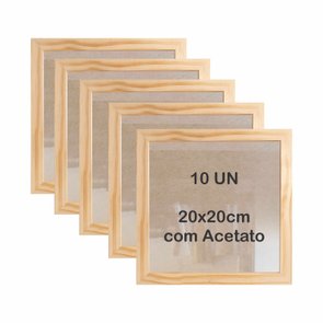 Kit 10 Molduras 20x20cm em Madeira de Pinus com MDF e Acetato - 2x1 Kit 10 Molduras 20x20cm em Madeira de Pinus com MDF e Acetato - 2x1