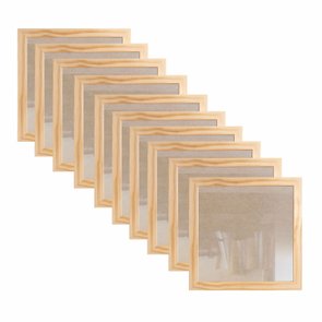 Kit 10 Molduras 20x20cm em Madeira de Pinus com MDF e Vidro - 2x1 Kit 10 Molduras 20x20cm em Madeira de Pinus com MDF e Vidro - 2x1