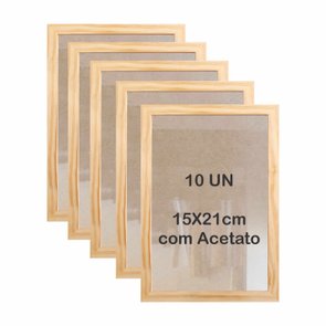 Kit 10 Molduras A5 15x21cm em Madeira de Pinus com MDF e Acetato - 2x1 Kit 10 Molduras A5 15x21cm em Madeira de Pinus com MDF e Acetato - 2x1