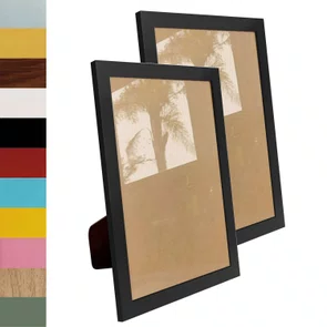 Kit 10 Porta Retratos 10x15cm com Moldura Lisa Revestida e Vidro Mais Fundo com Suporte - 2x1
