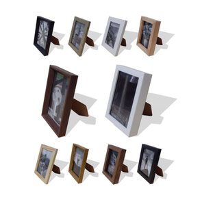 Kit 10 Porta Retratos Com Molduras e Cores Variadas - Frente em Vidro e Fundo com Suporte Kit 10 Porta Retratos Com Molduras e Cores Variadas - Frente em Vidro e Fundo com Suporte