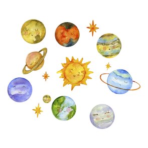 Kit Placas Decorativas para Quarto Infantil Tema Planetas Sistema Solar - 14 peças Kit Placas Decorativas para Quarto Infantil Tema Planetas Sistema Solar - 14 peças